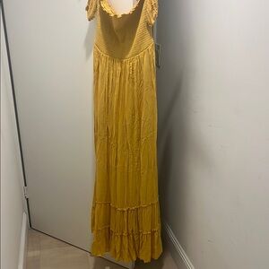 Yellow Maxi Dress with Ruffle Details